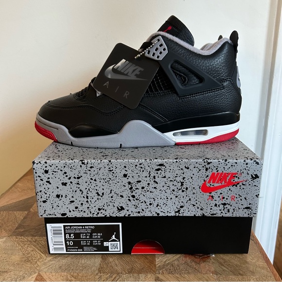 Nike Air Jordan 4 IV Retro Bred Reimagined Sz 8.5 Black Cement FV5029-006 NEW - Picture 6 of 9